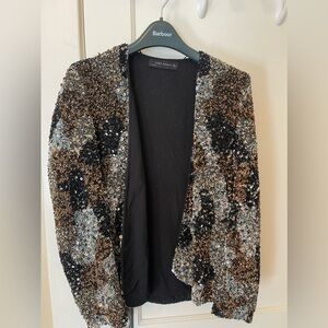 Zara multi colored sequin blazer jacket size L